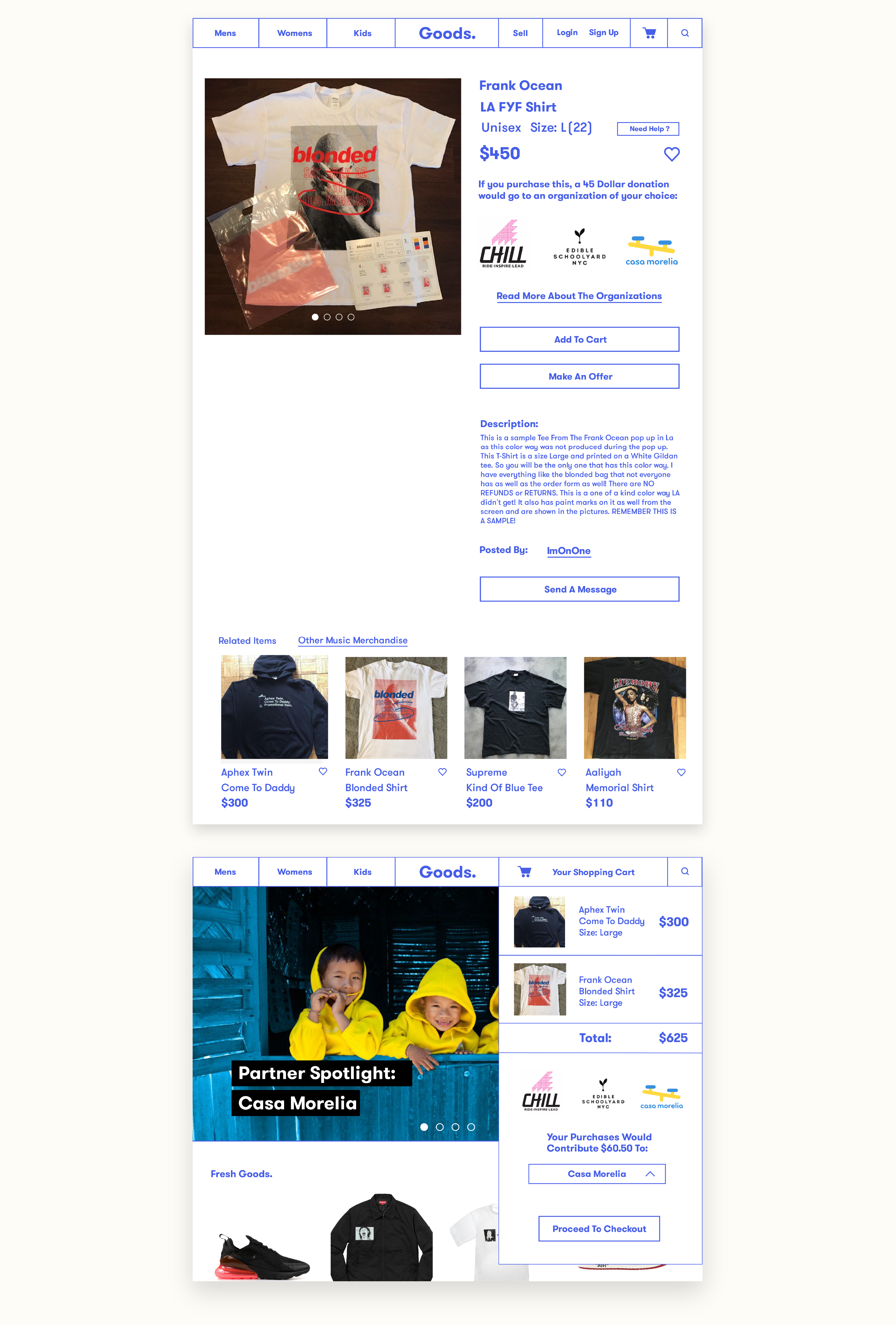 Screenshot of the Goods. website