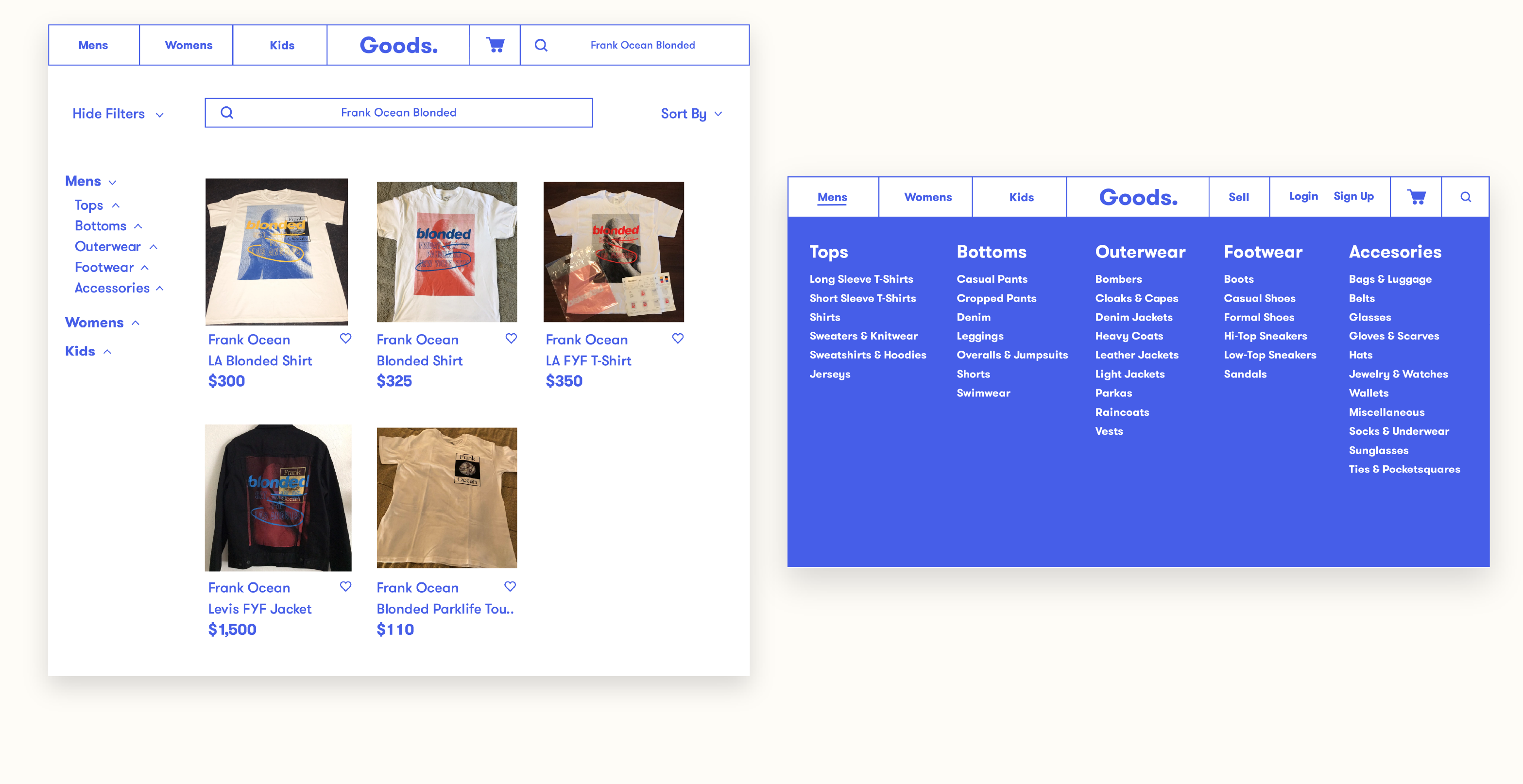 Screenshot of the Goods. website