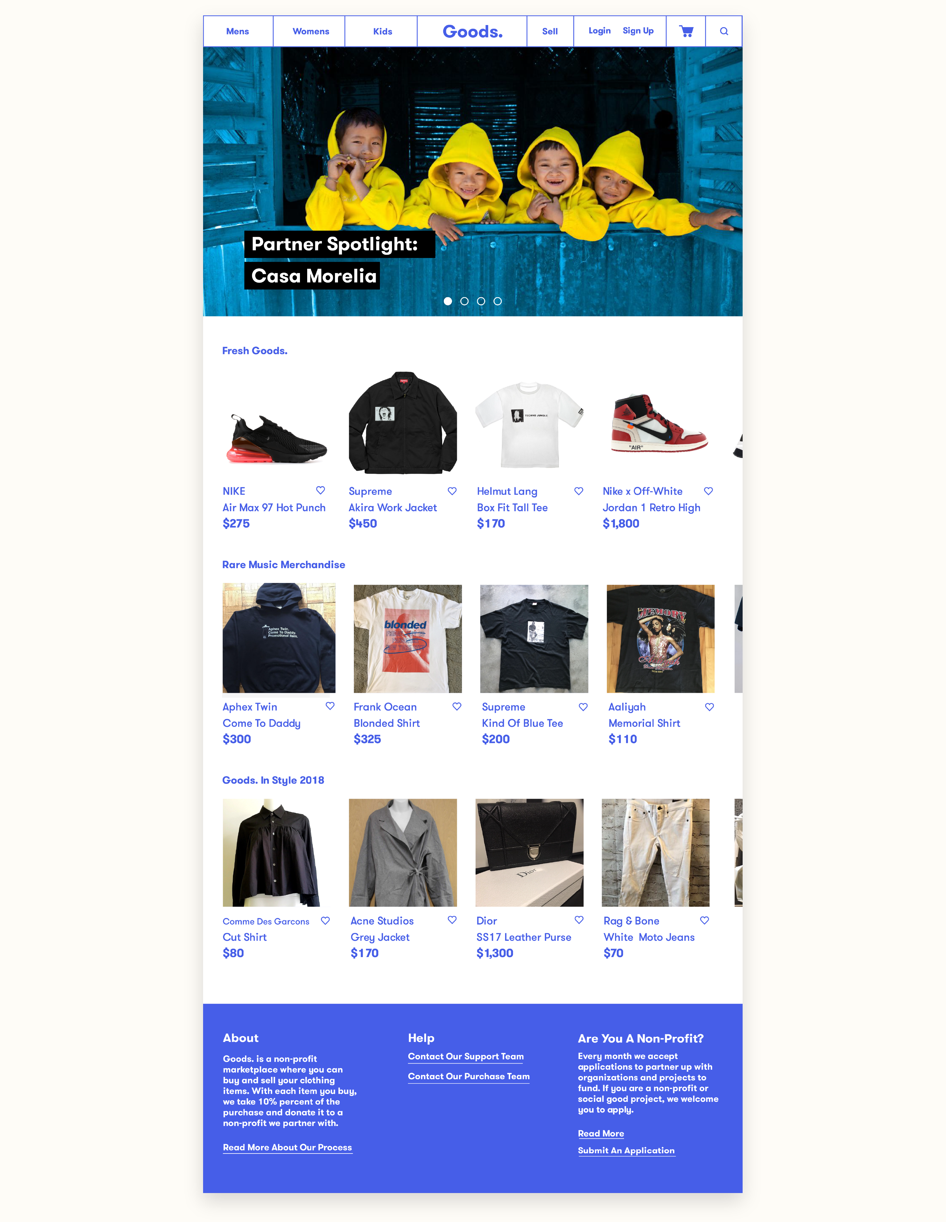 Screenshot of the Goods. website