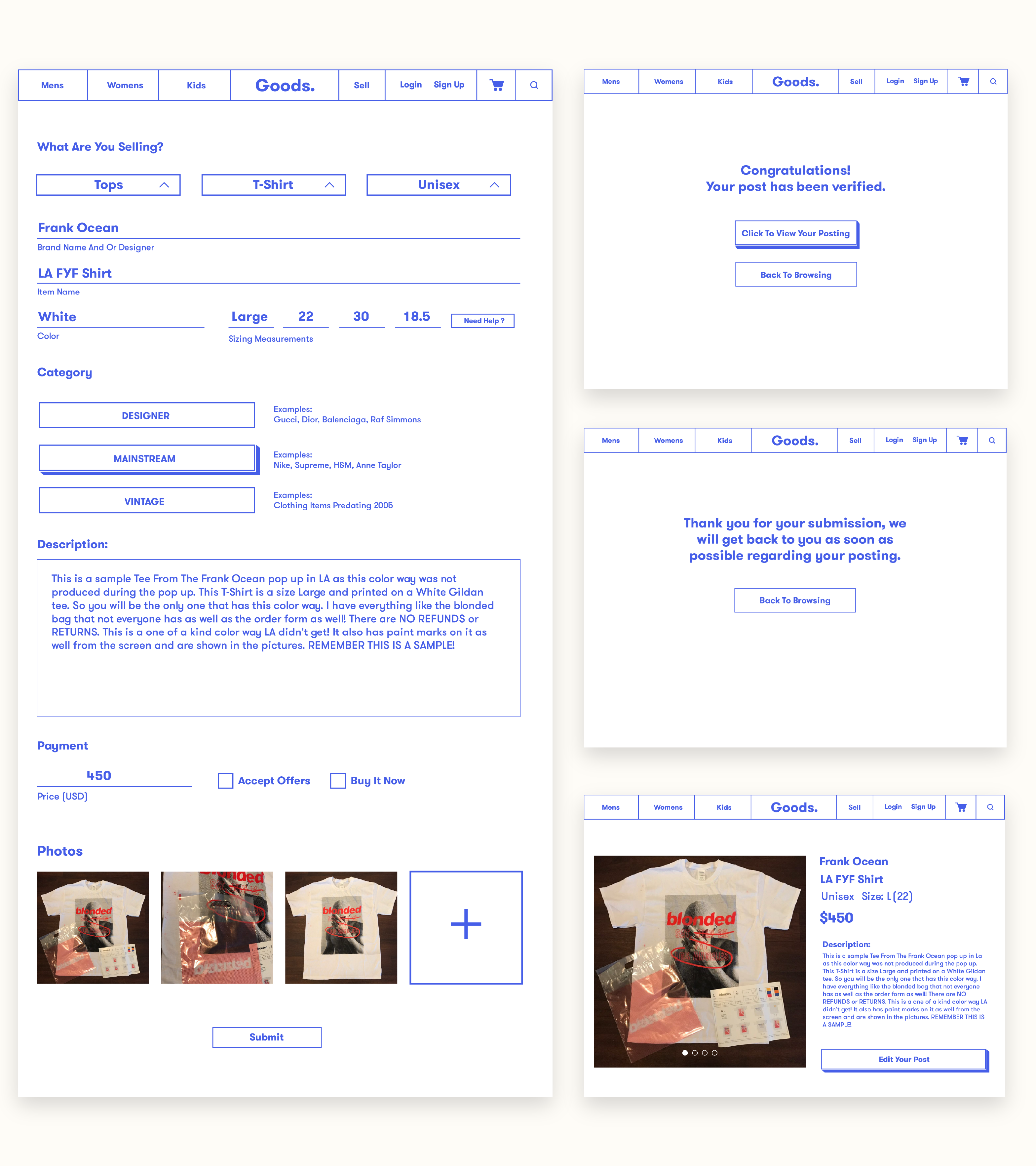 Screenshot of the Goods. website
